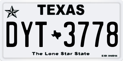 TX license plate DYT3778