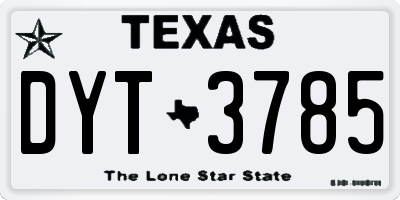 TX license plate DYT3785