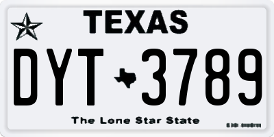 TX license plate DYT3789