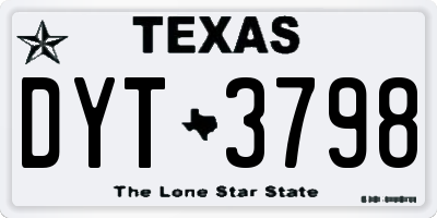 TX license plate DYT3798