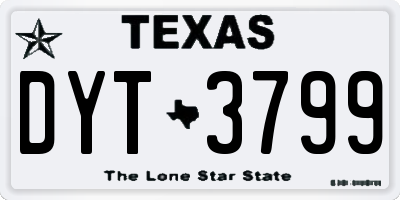 TX license plate DYT3799