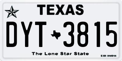TX license plate DYT3815