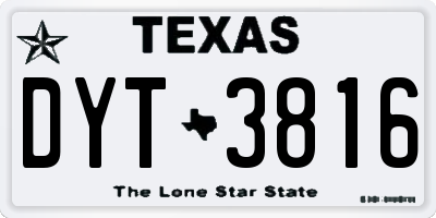 TX license plate DYT3816