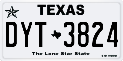 TX license plate DYT3824