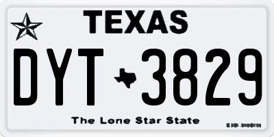 TX license plate DYT3829
