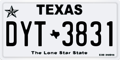 TX license plate DYT3831