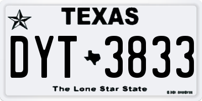 TX license plate DYT3833