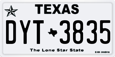 TX license plate DYT3835