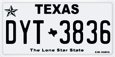 TX license plate DYT3836