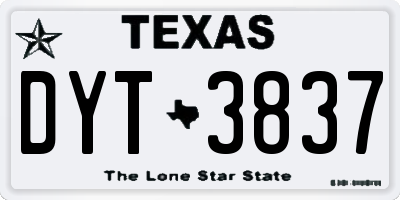 TX license plate DYT3837
