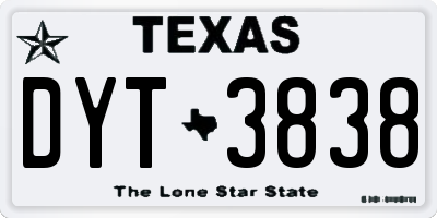 TX license plate DYT3838