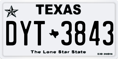 TX license plate DYT3843