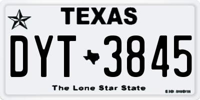TX license plate DYT3845