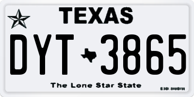 TX license plate DYT3865