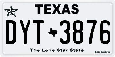 TX license plate DYT3876
