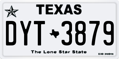 TX license plate DYT3879