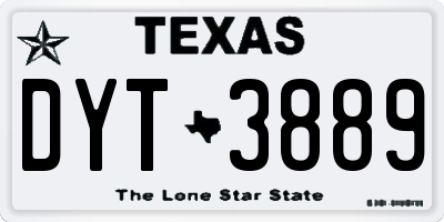TX license plate DYT3889