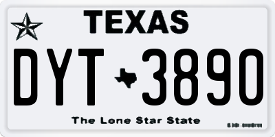 TX license plate DYT3890