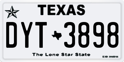 TX license plate DYT3898