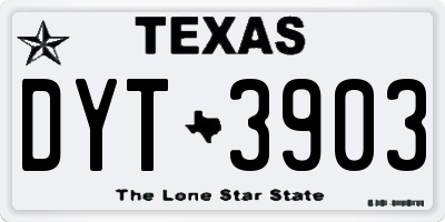 TX license plate DYT3903