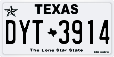 TX license plate DYT3914