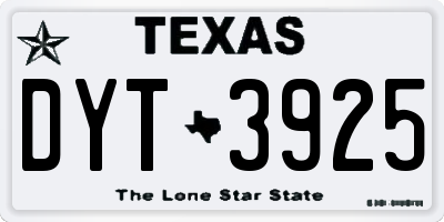 TX license plate DYT3925