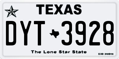 TX license plate DYT3928
