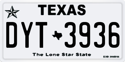 TX license plate DYT3936