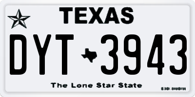 TX license plate DYT3943