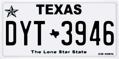 TX license plate DYT3946