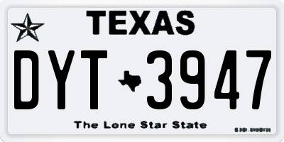 TX license plate DYT3947