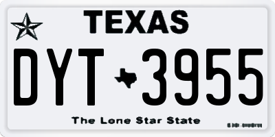 TX license plate DYT3955