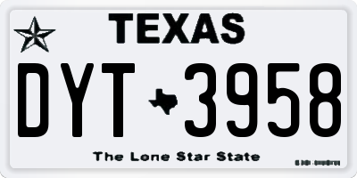 TX license plate DYT3958