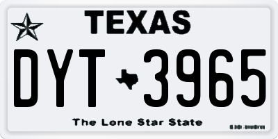 TX license plate DYT3965