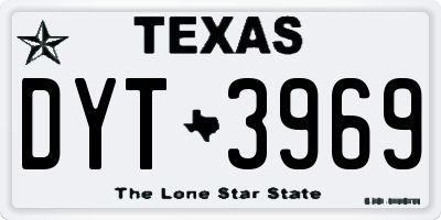TX license plate DYT3969