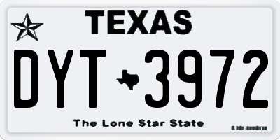 TX license plate DYT3972