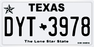 TX license plate DYT3978