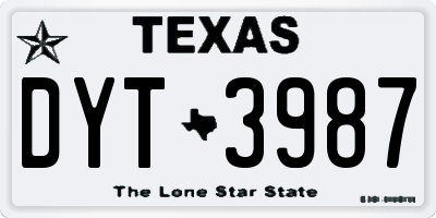 TX license plate DYT3987