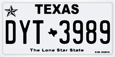 TX license plate DYT3989