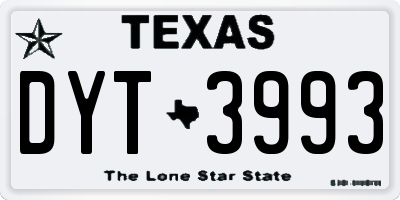 TX license plate DYT3993