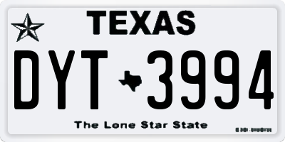 TX license plate DYT3994