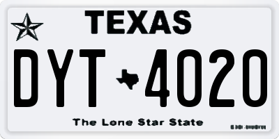 TX license plate DYT4020
