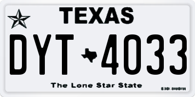 TX license plate DYT4033