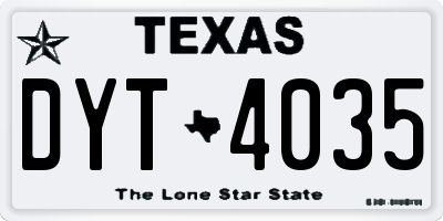 TX license plate DYT4035