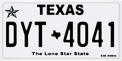 TX license plate DYT4041