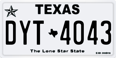 TX license plate DYT4043