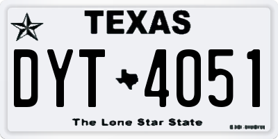 TX license plate DYT4051