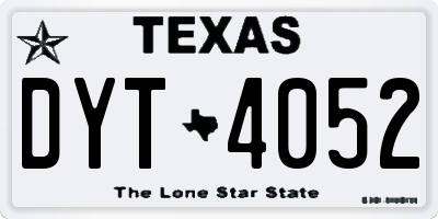 TX license plate DYT4052