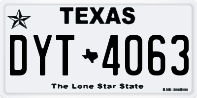TX license plate DYT4063