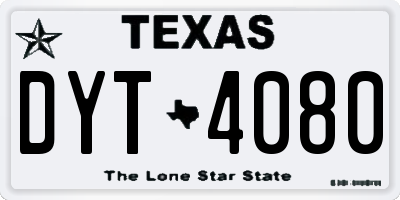 TX license plate DYT4080
